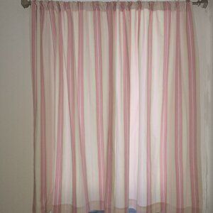 Pottery Barn Kids Caroline Pink & Green Striped Window Panels